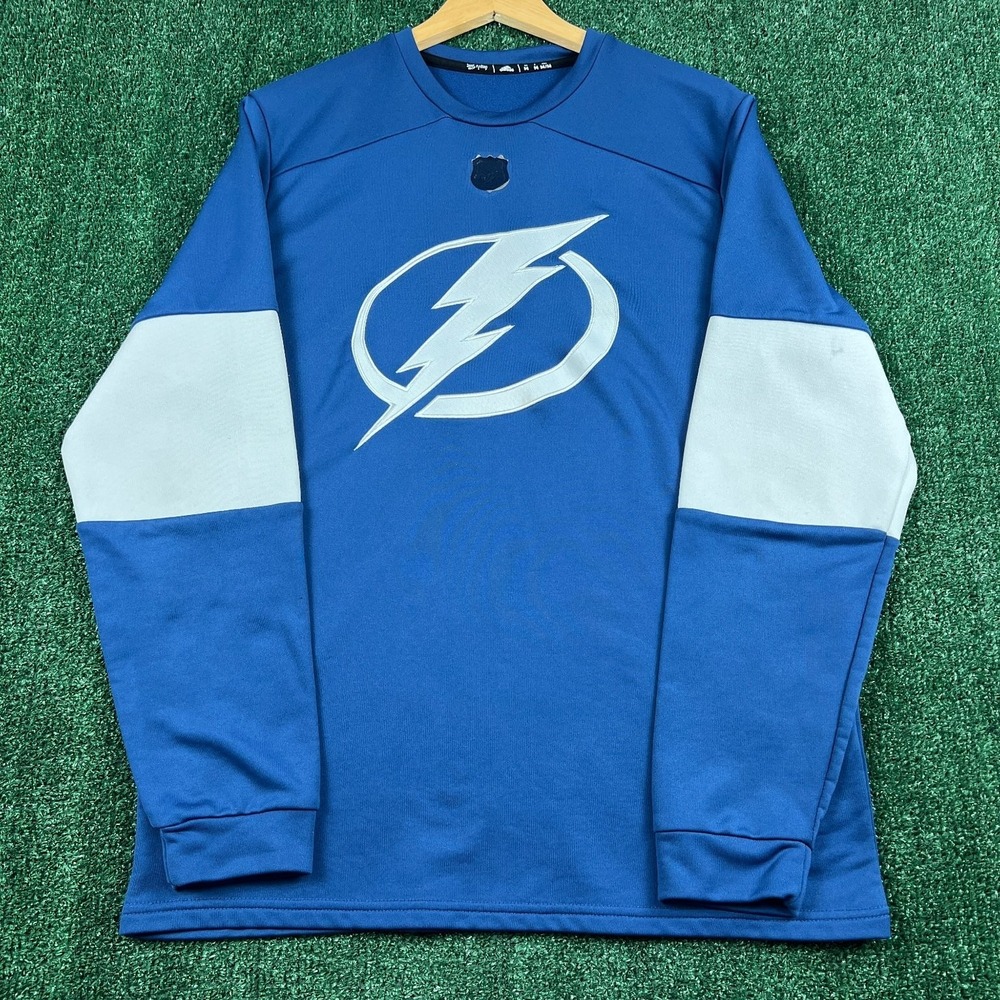 Adidas Tampa Bay Lightning Sweatshirt Men's‎ Medium Blue White Polyester Jersey